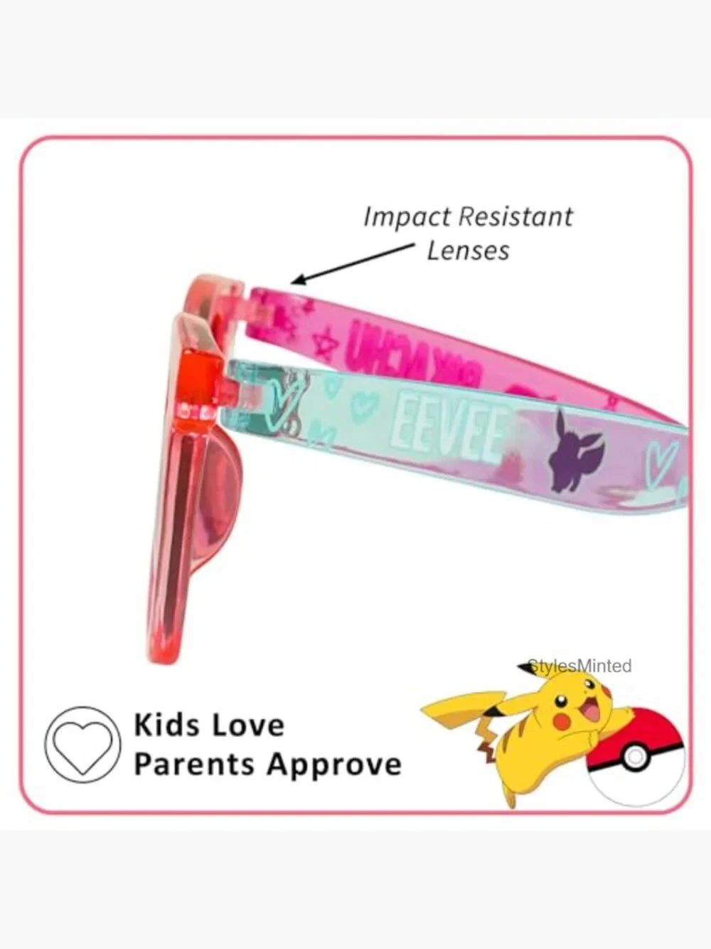 Official Pokemon Kids Sunglasses with Pikachu and Eevee UV400 One Size